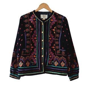Vintage Saxton Hall Velvet Ethnic Print Jacket